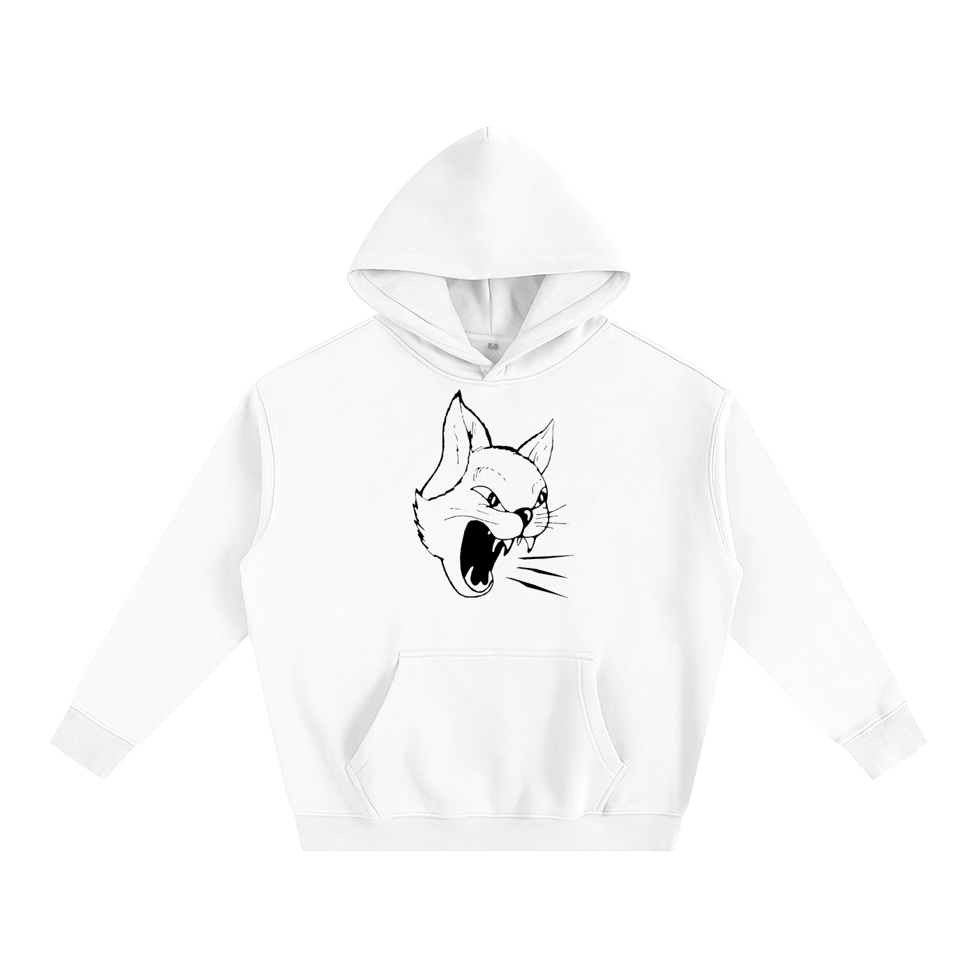 CORE Black Logo Oversize Fleeced White Hoodie
