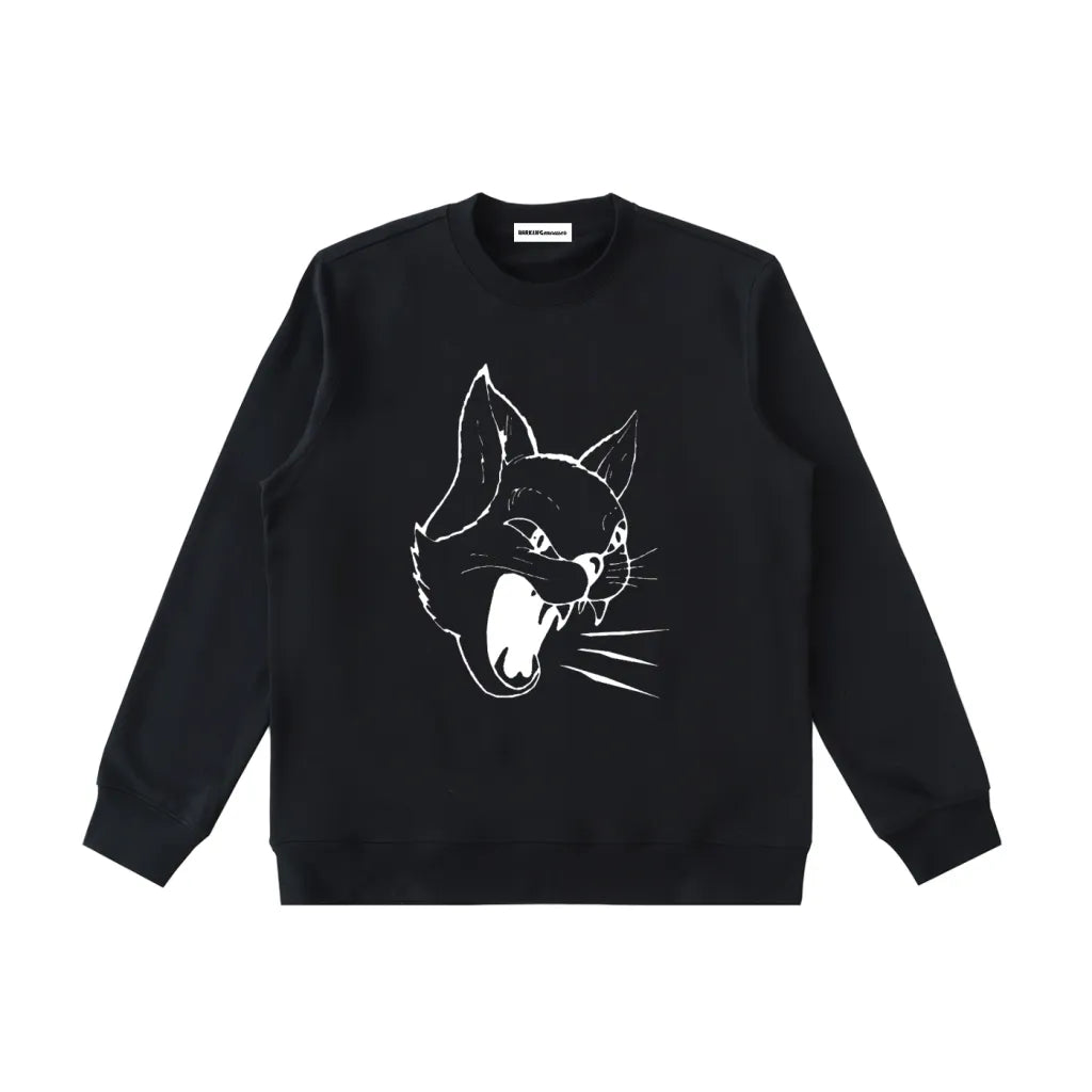 CORE White Logo Heavyweight Crewneck BlACK Sweatshirt